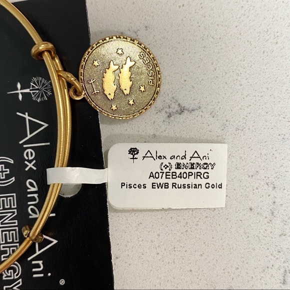NWT Alex and Ani PISCES Zodiac Russian Gold Astrology Energy Bracelet - Picture 4 of 6